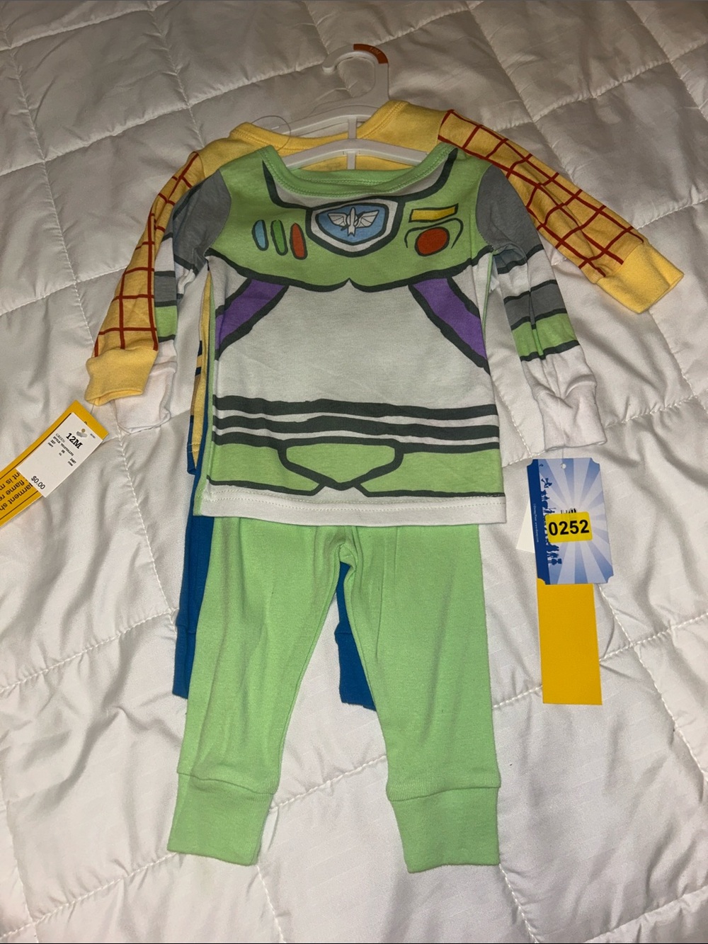 Disney Buzz Lightyear Pajama Set in Green, Yellow, Purple and Woody Pajamas